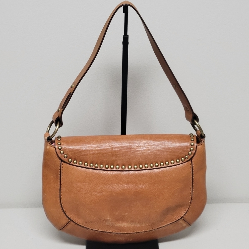 Michael Kors Vintage Studded Small Cognac Leather Saddle Shoulder Bag. - Picture 2 of 16